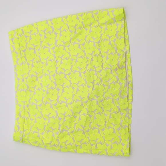 J. Crew 80's Yellow Neon Skirt with Embroidered Floral Motif - Picture 4 of 10